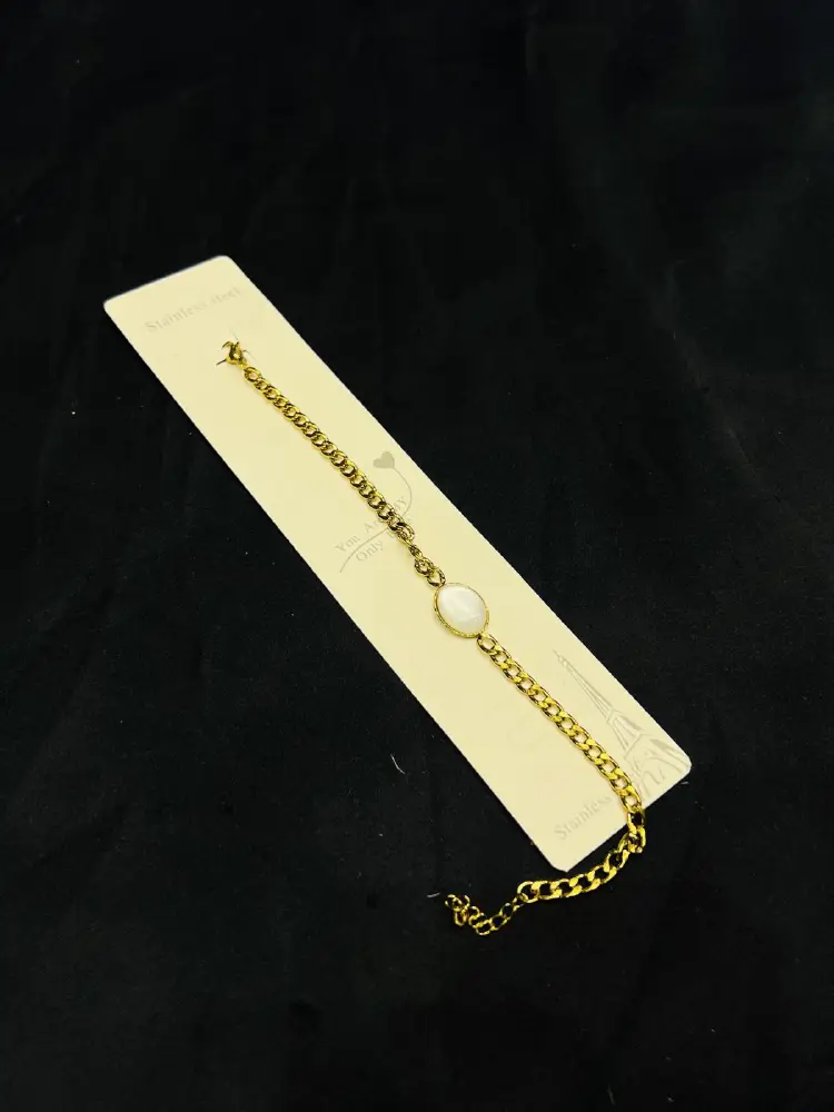 Stainless Steel Bracelet in White Stone