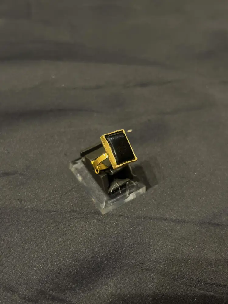 Goldplated adjustable Ring with black aqeeq