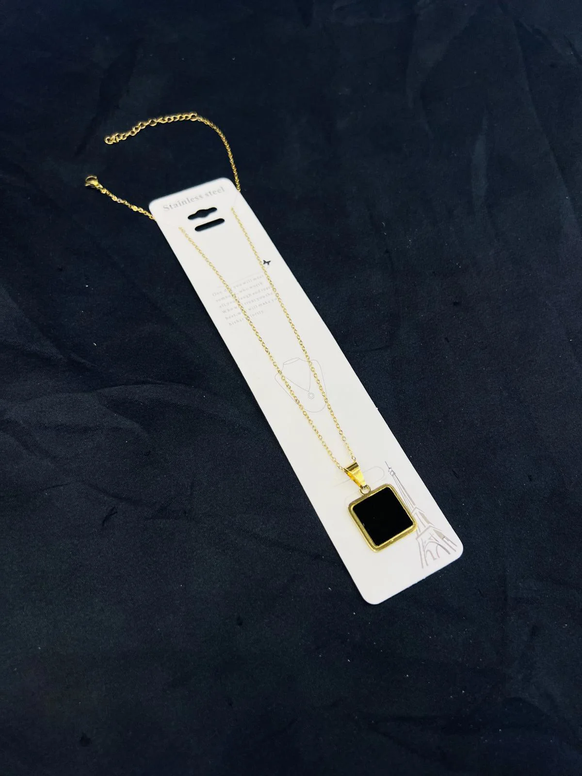 Stainless Steel Elegant Onyx Pendant