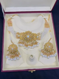 Beautiful gold polish choker set with real goldlook view 2
