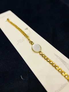 Stainless Steel Bracelet in White Stone view 2