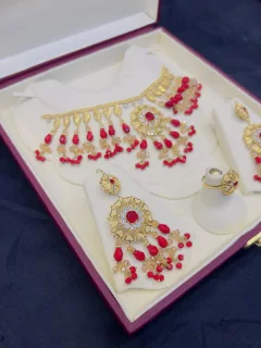 Beautiful gold polish necklace set with real goldlook view 2