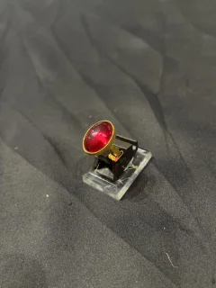 Goldplated adjustable Ring with red stone view 2