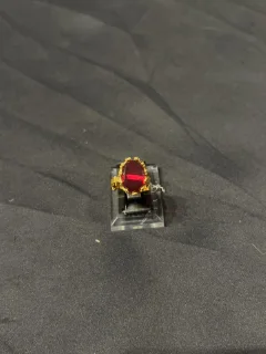 Goldplated adjustable Ring with red stone view 1