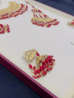 Beautiful bridle  gold polish necklace set with real goldlook view 5