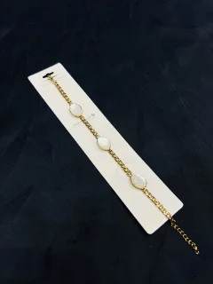 Stainless Steel Bracelet in White Stones view 1