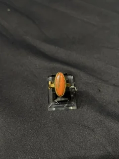 Goldplated adjustable Ring with brown stone view 2