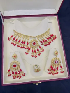 Beautiful gold polish necklace set with real goldlook view 1