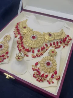 Beautiful gold polish necklace set with real goldlook view 3