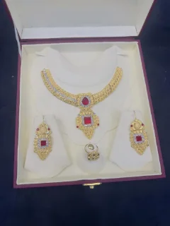 Beautiful gold polish necklace set with real goldlook view 1