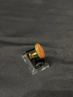 Goldplated adjustable Ring with brown stone view 1