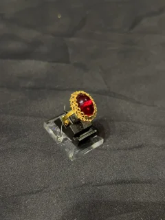 Goldplated adjustable Ring with Red stone  view 1