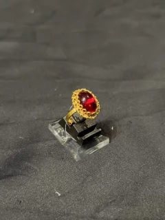 Goldplated adjustable Ring with Red stone  view 3