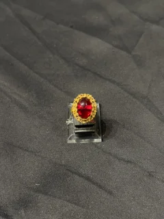Goldplated adjustable Ring with Red stone  view 2