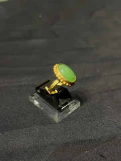 Goldplated adjustable Ring with green stone view 3