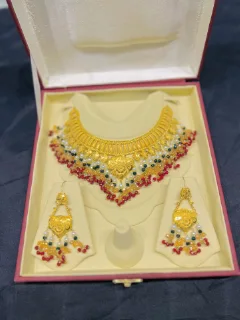 Beautiful Gold polish Necklace set with real Gold look view 1