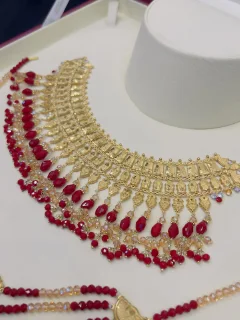 Beautiful bridle  gold polish necklace set with real goldlook view 4
