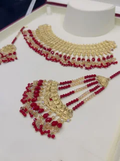 Beautiful bridle  gold polish necklace set with real goldlook view 3