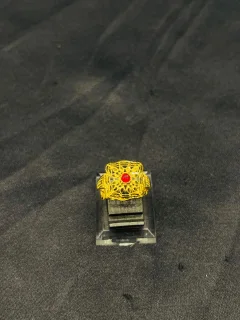 24K Gold Polish adjustable Ring in Maroon Stone view 1