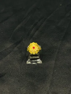 24K Gold Polish adjustable Ring in Maroon Stone view 3