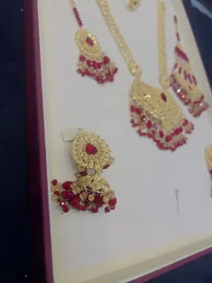 Beautiful gold polish mala with jhumar tikka  in real goldlook view 4