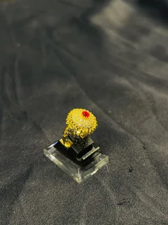 24K Gold Polish adjustable Ring in Maroon Stone view 2